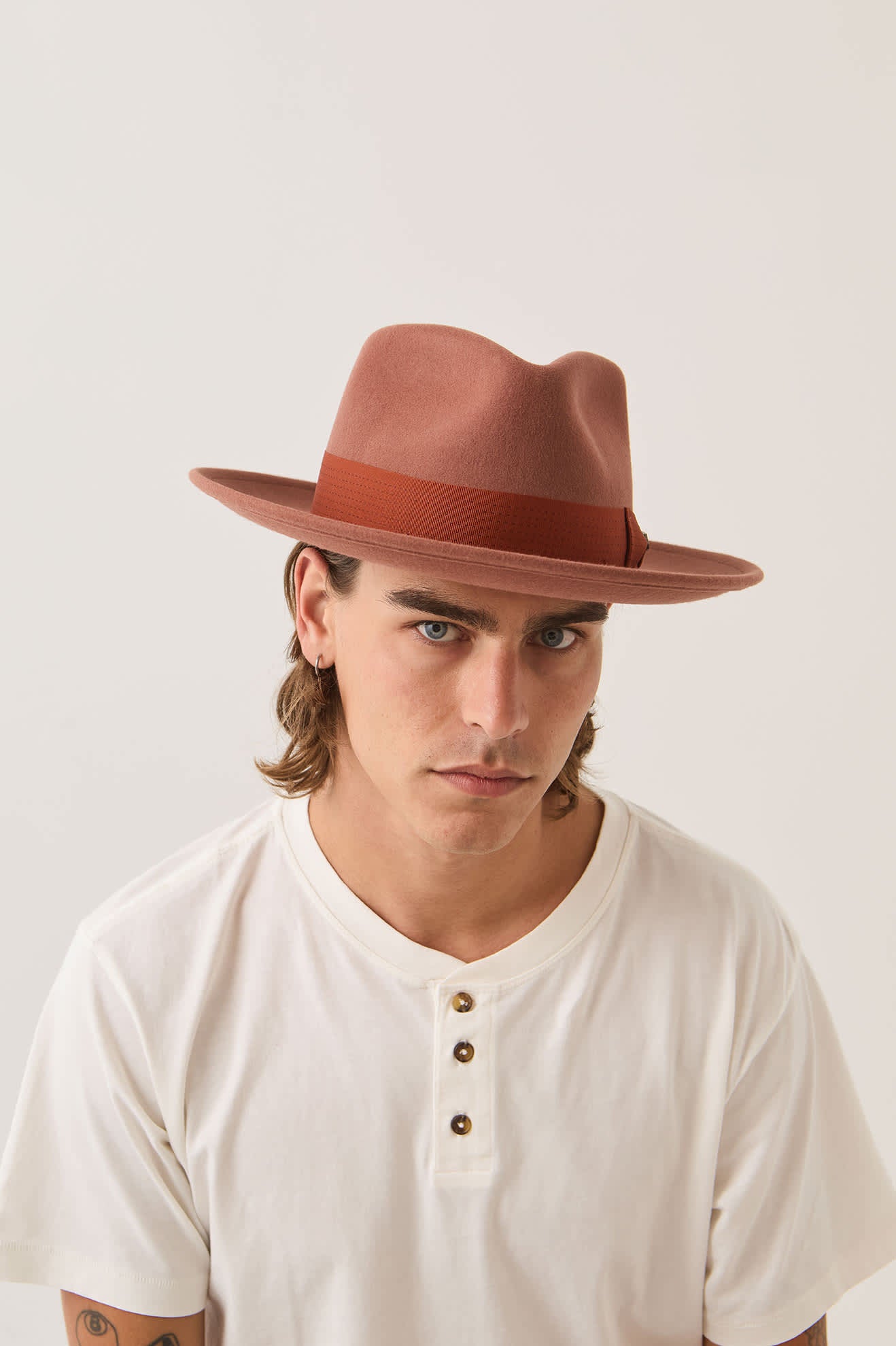 Unisex Eames Fedora in the color Teak/Caramel - Men's Front View