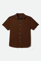 Men's Charter Oxford S/S Shirt in the color Dark Earth Textured - Front Product View