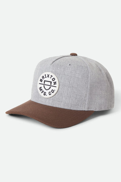 Unisex Crest Netplus Snapback in Heather Grey/Pinecone Brown – Brixton