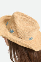 Women's Odessa Straw Packable Cowboy Hat in the color Tan/Sunrise Blue - Additional Fit image