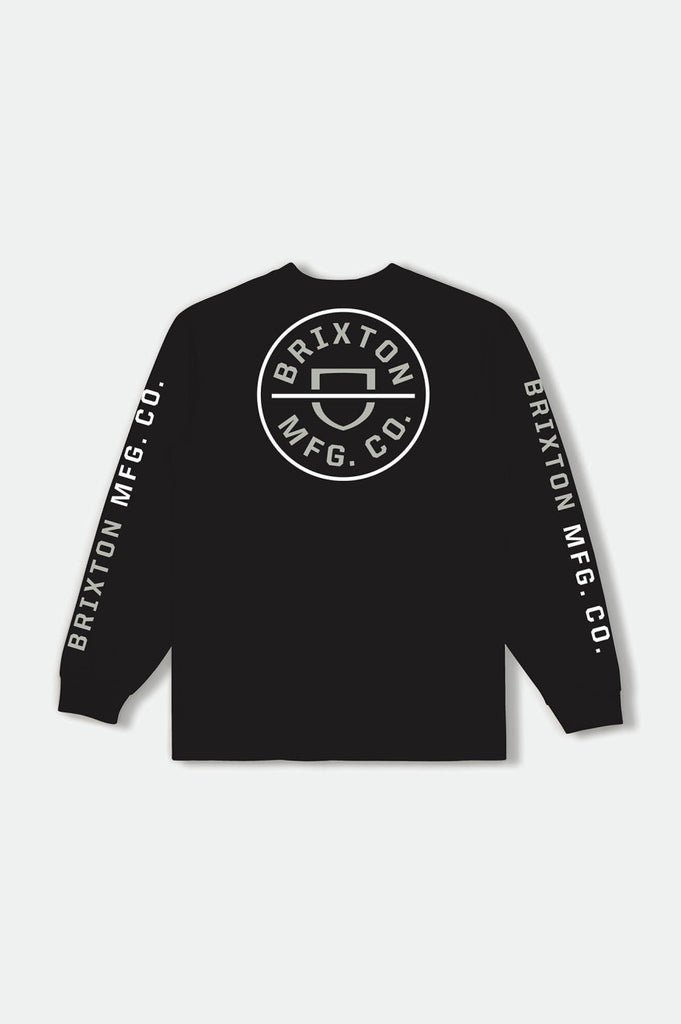 Brixton Crest L/S Tee  - Black/Mineral Grey/White