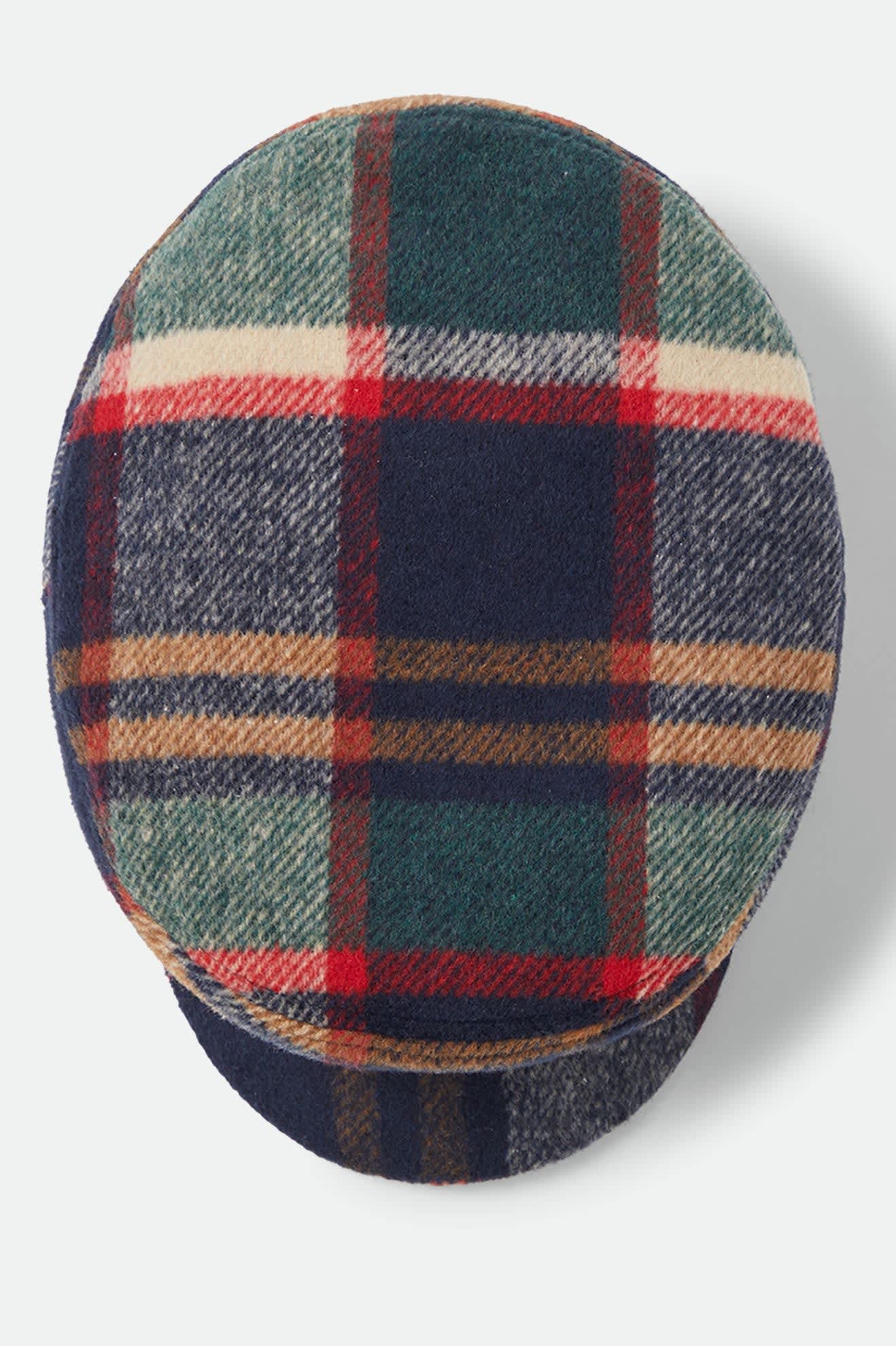 Unisex Fiddler Fisherman Cap in the color Navy/Green/Red/Cream - Additional Laydown image