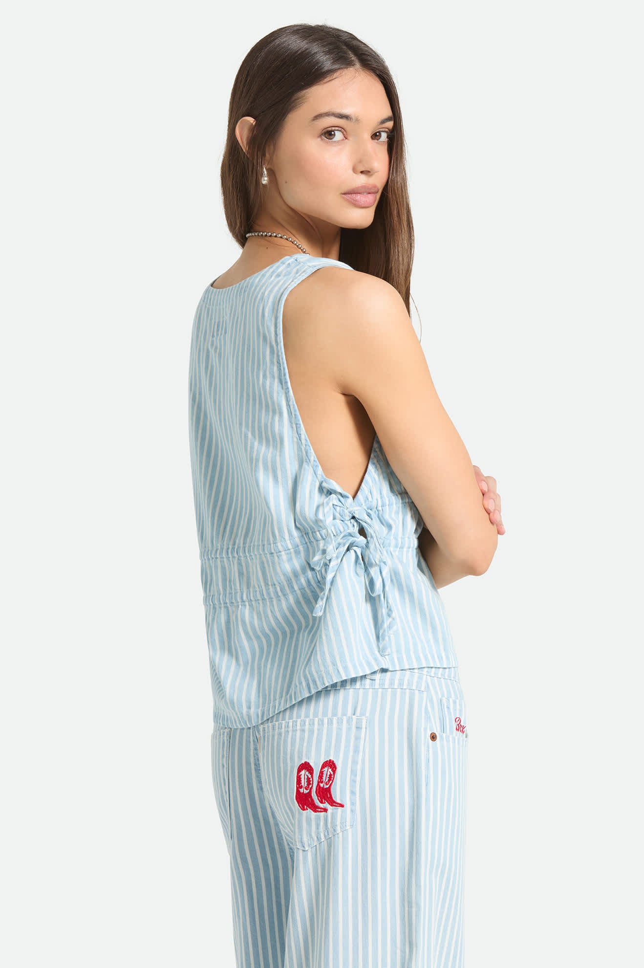 Women's The Bells Top in the color Two Boot Stripe - Women's Back View