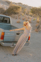 Women's The Abigail Tie Top in the color Worn In Robust Red Stripe - Men's Lifestyle image