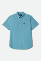Men's Sanford Oxford Short Sleeve Shirt in the color Blue Aura - Front Product View