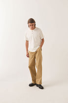 Men's Brixton Baseline Henley T-Shirt in the color Off White Vintage Wash - Men's Side View