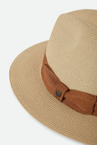 Unisex Roma Straw Packable Fedora in the color Natural/Bronze - Additional Laydown image
