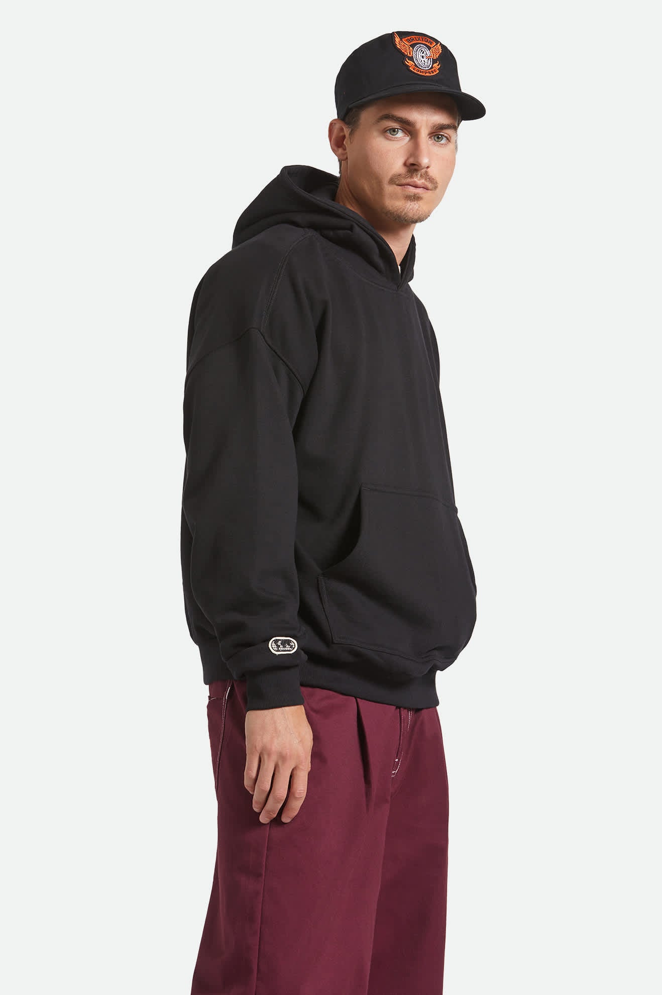 Men's Embroidered Heavyweight Oversized Hoodie in the color Black - Men's Back View