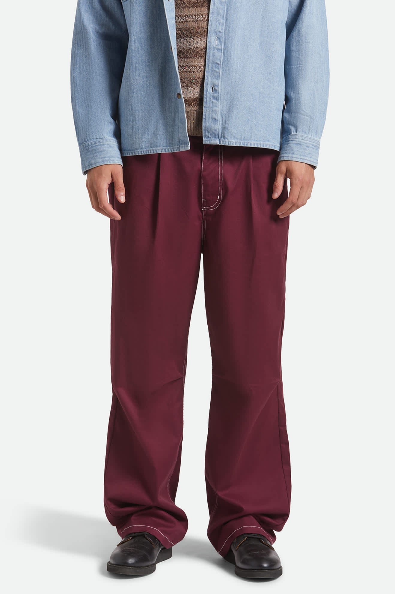 Men's Union Baggy Pant in the color Port - Men's Front View