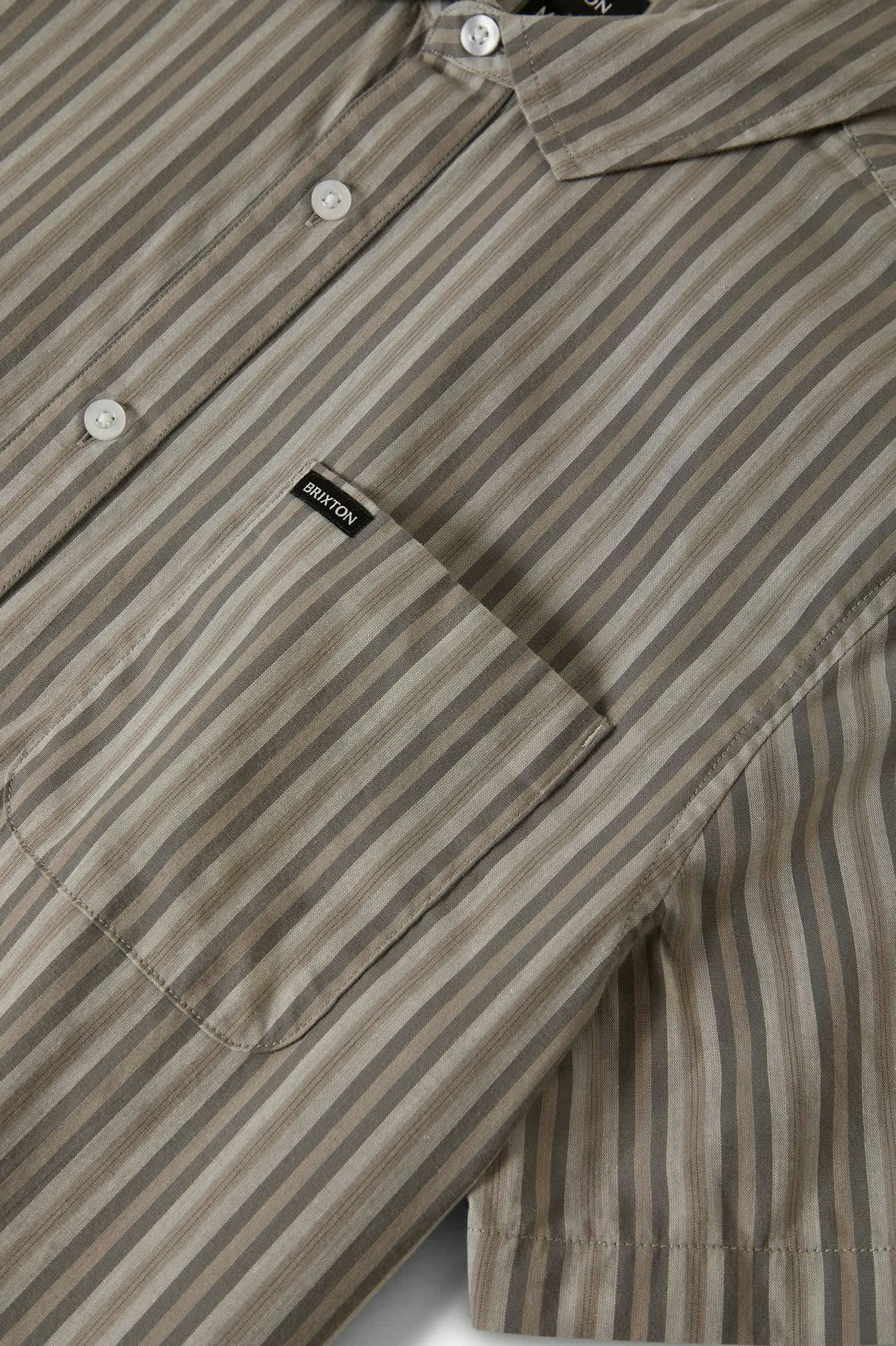 Men's Charter Stripe S/S Shirt in the color Charcoal/Grey - Additional Laydown image