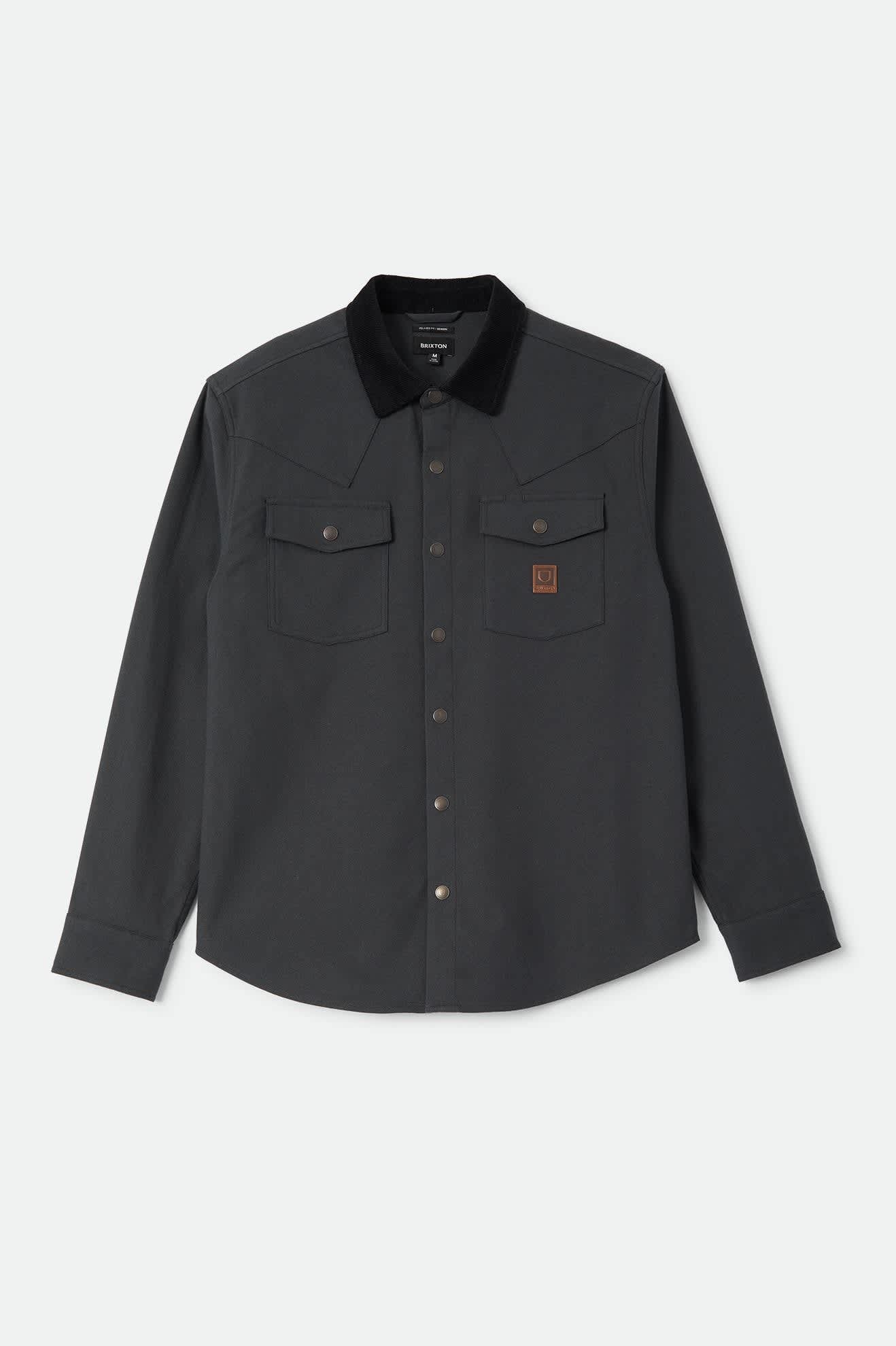 Men's Bowery Builders Ranch Performance Flannel in the color Black - Front Product View
