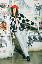 Women's Delilah Sherpa Jacket in the color Black/Natural Finish Line Checker - Men's Lifestyle image