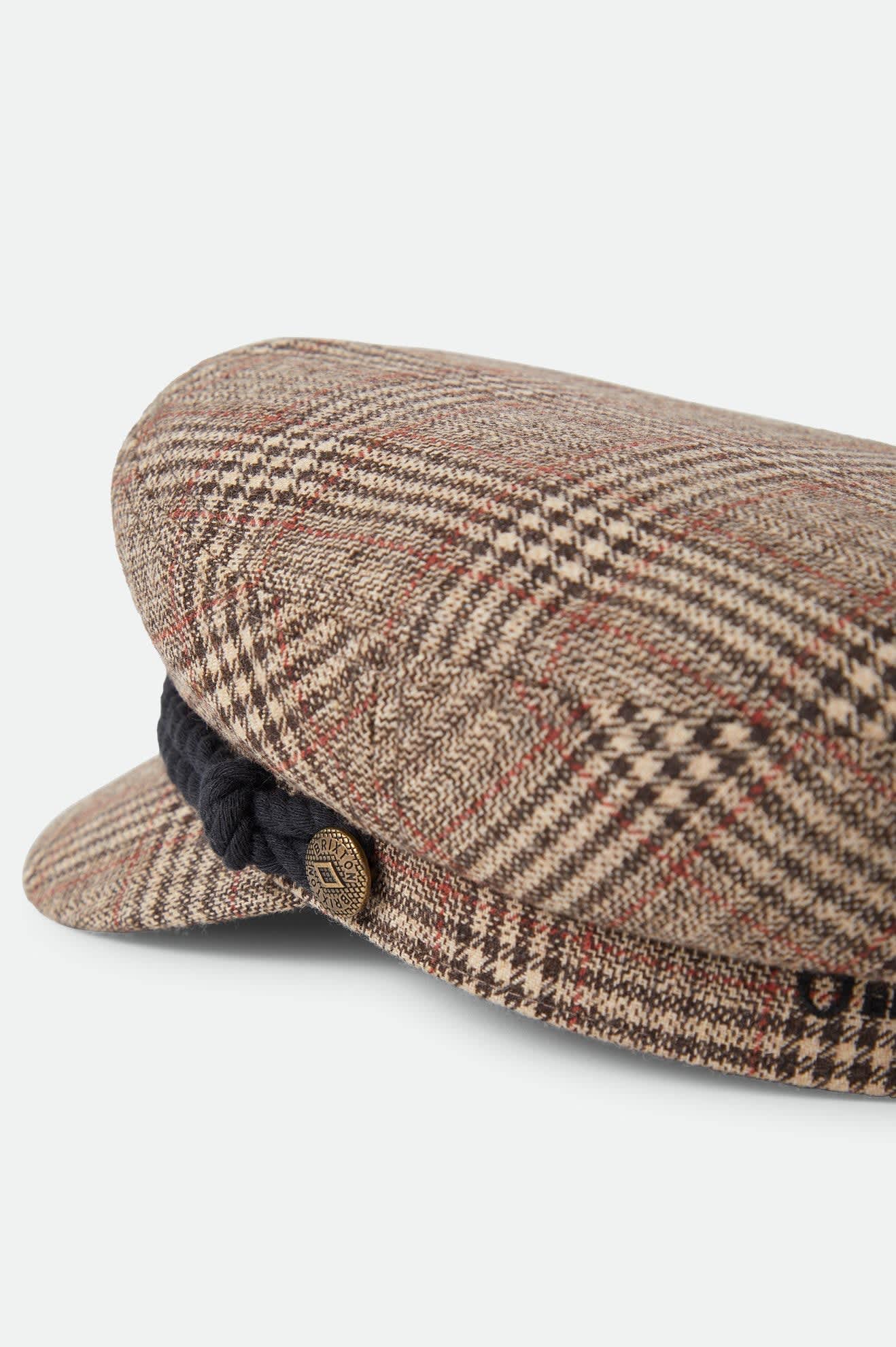 Unisex Fiddler Fisherman Cap in the color Brown/Tan/Red Plaid - Additional Laydown image