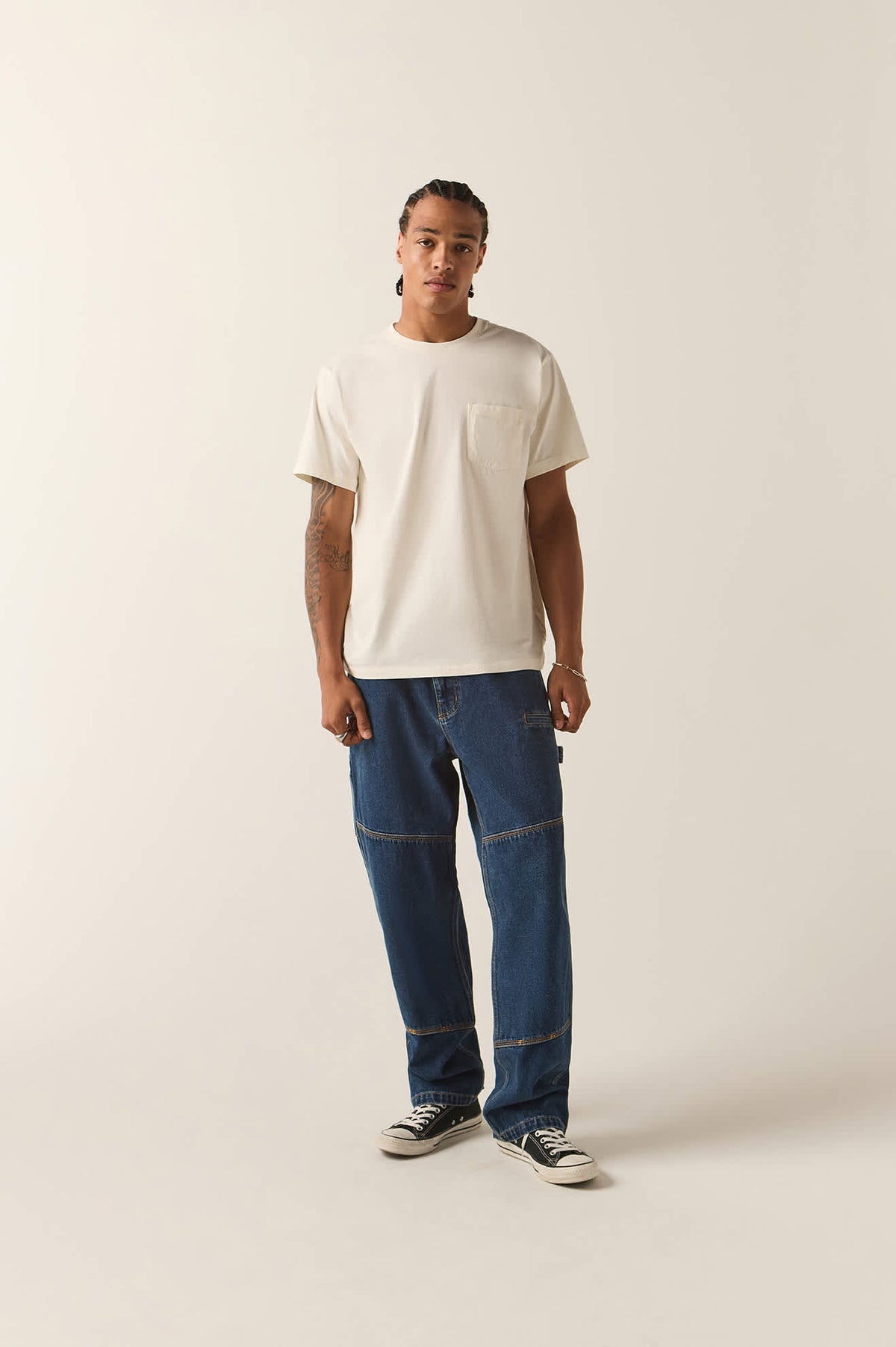 Men's Builders Carpenter Pant in the color Dark Denim - Additional Fit image