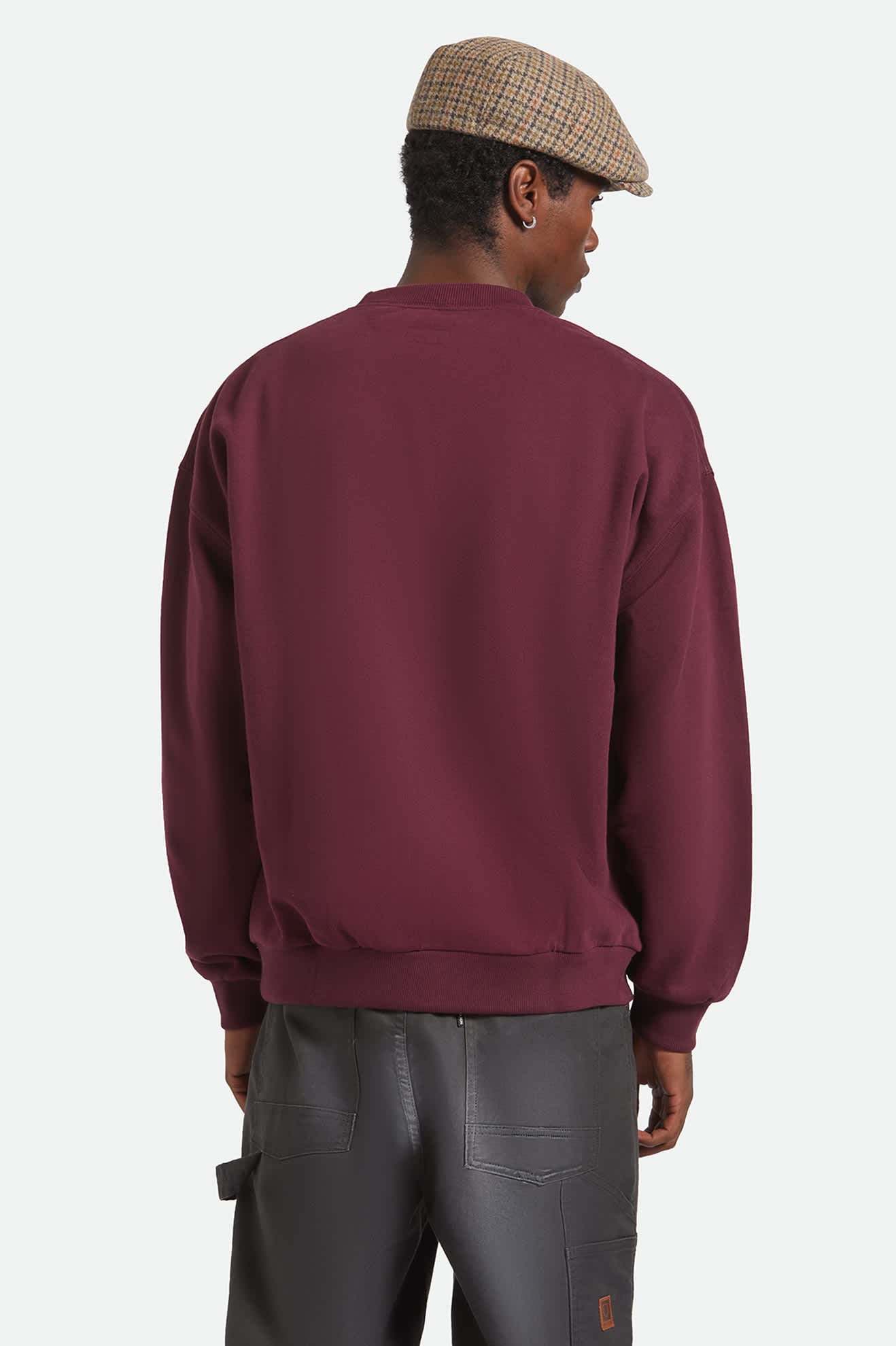Men's Embroidered Heavyweight Oversized Crew in the color Port - Men's Back View