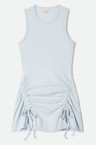 Women's Ribbed Cinch Mini Dress in the color Blue Aura - Front Product View