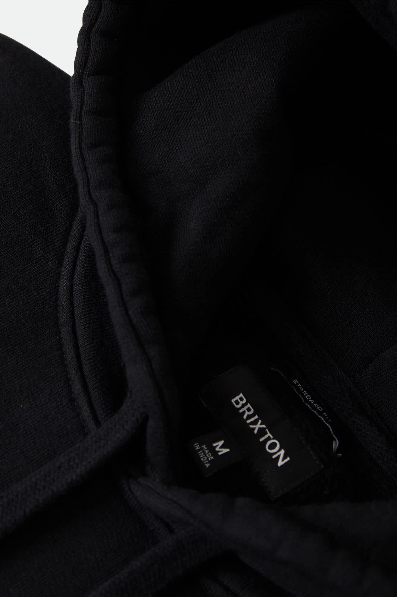 Men's Brixton Baseline Hood Fleece in the color Black - Additional Laydown image