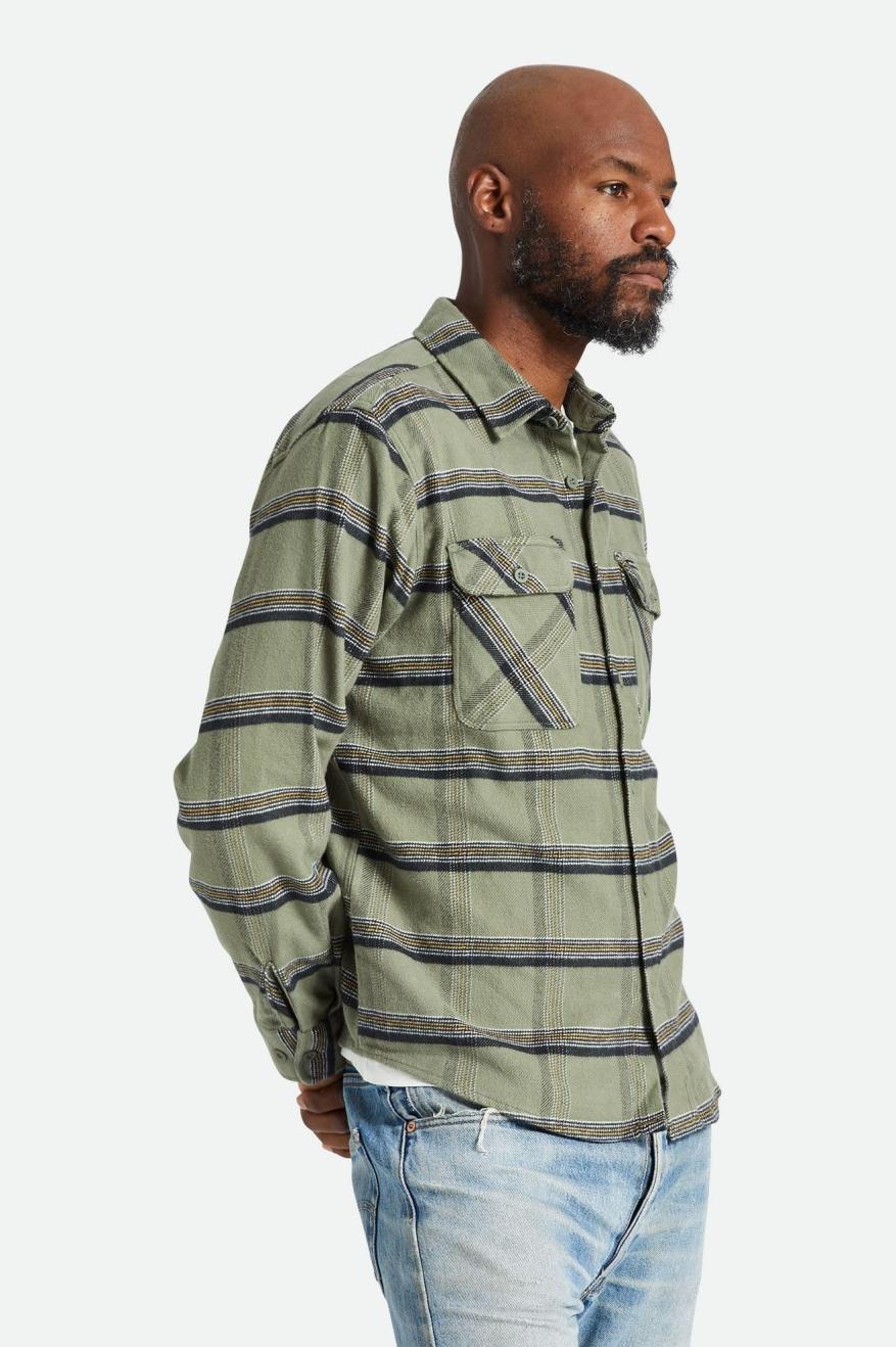 Bowery Stretch Water Resistant L/S Flannel - Olive Surplus/Black