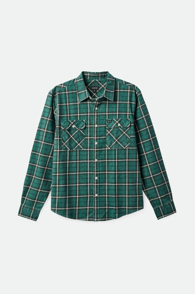 Brixton Bowery Summer Weight L/S Flannel - Spruce/Off White/Dark Earth