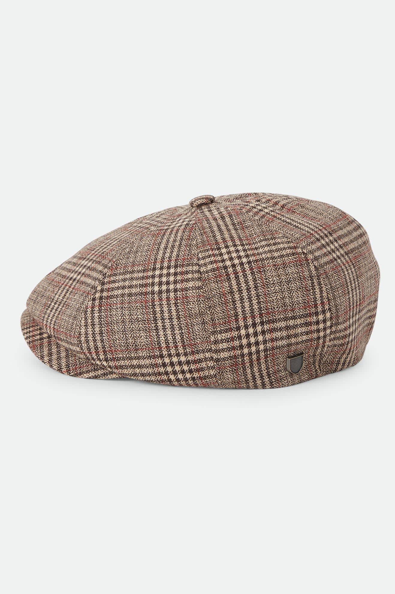 Unisex Brood Newsboy Cap in the color Brown/Tan/Red Plaid - Additional Laydown image