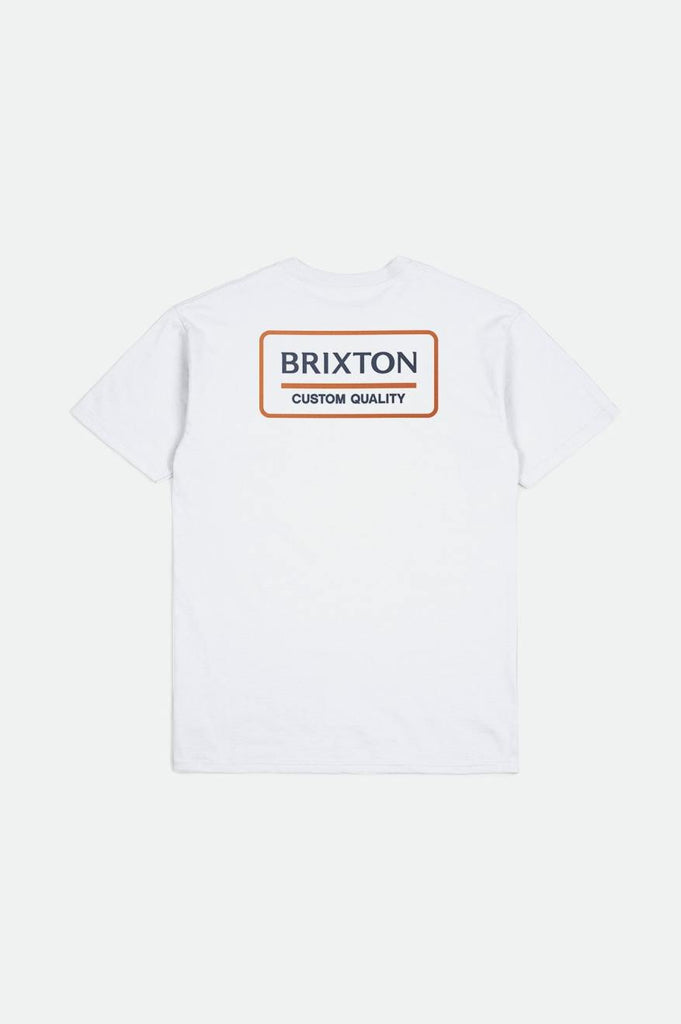 Brixton Palmer Proper S/S Standard Tee - White/Washed Navy/Paradise Orange