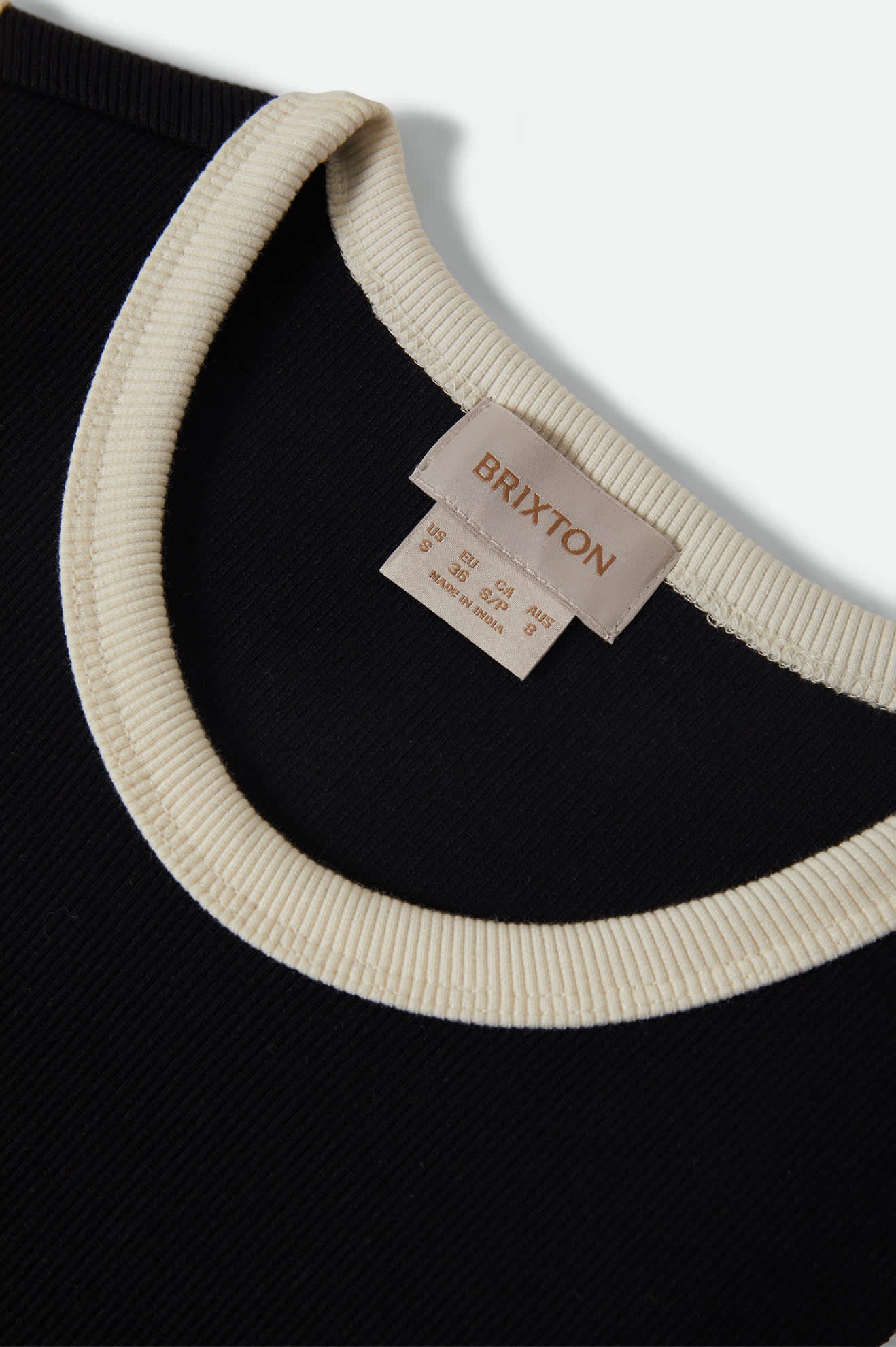 Women's Ribbed Cinch Mini Dress in the color Black/Off White - Additional Laydown image