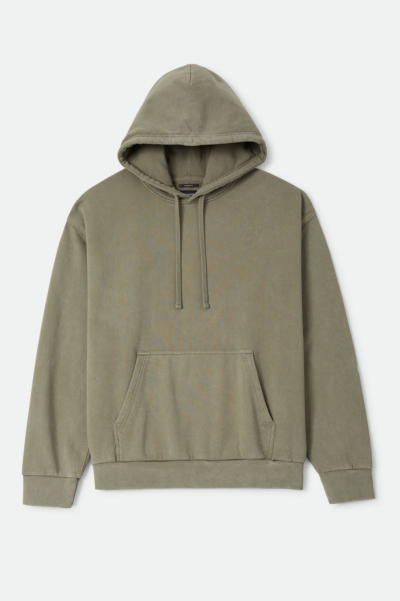 Men's Brixton Baseline Hood Fleece in the color Olive Surplus Vintage Wash - Front Product View