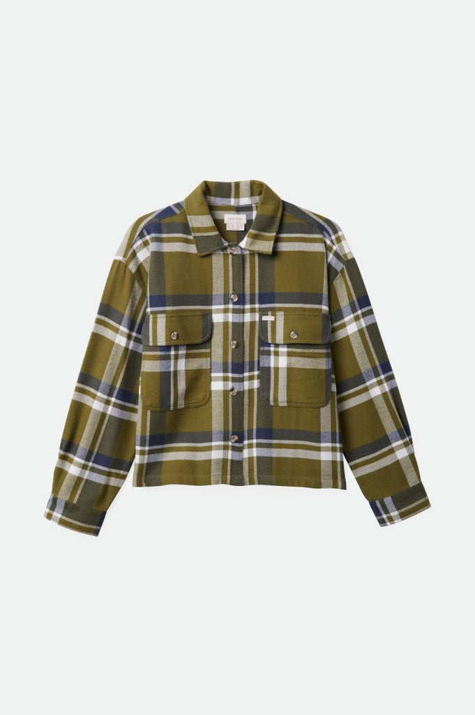 Brixton Bowery Women's L/S Flannel - Sea Kelp/Washed Navy