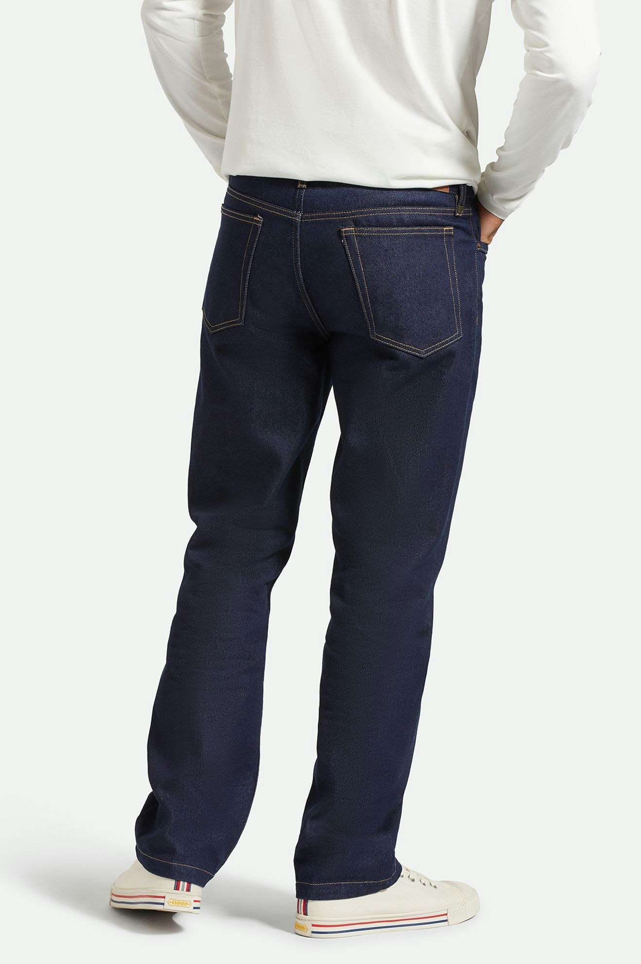 Men's Back Fit Image | Builders 5-Pocket Stretch Pant - Rinse Denim