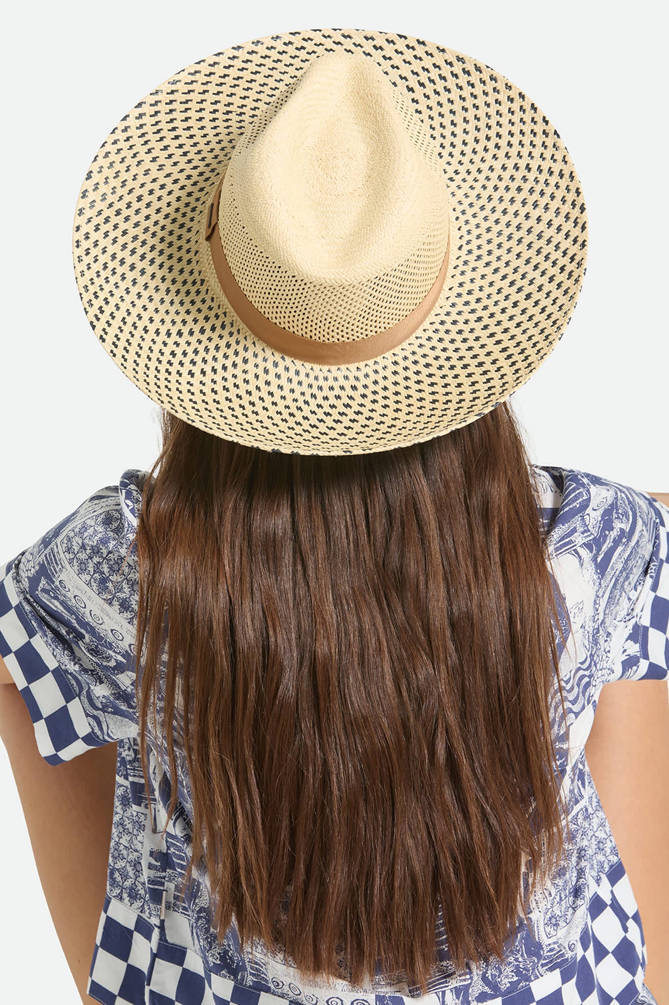 Women's Evangeline Panama Rancher in the color Natural/Black - Women's Back View