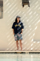 Men's The Brixton Mesh Short Sleeve Baseball Jersey in the color Washed Navy - Men's Lifestyle image