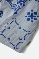 Women's The Tie Dress in the color Aura Blue Tile Print - Additional Laydown image