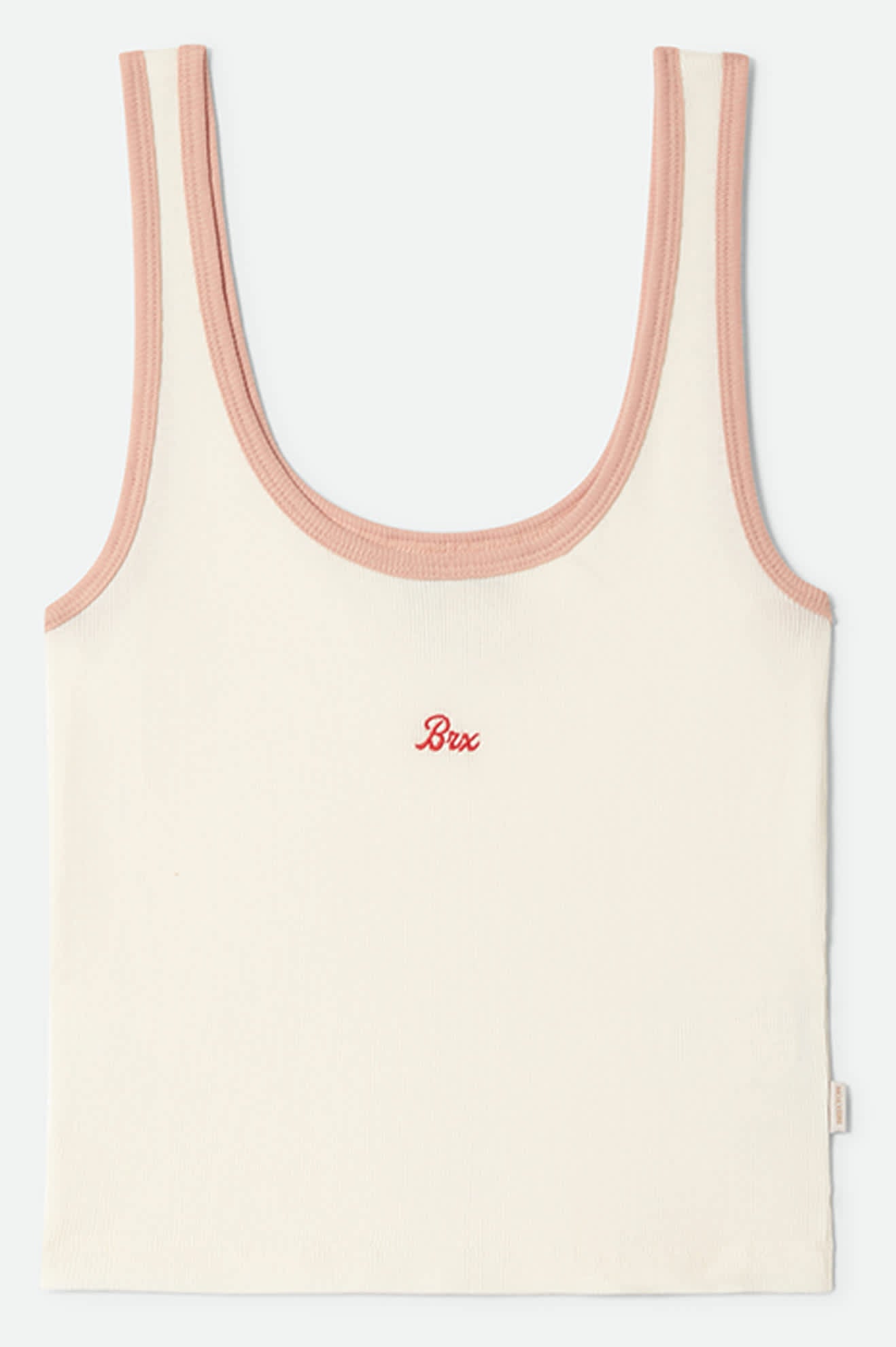 Women's Ringer Organic A-Tank in the color Off White/Silver Pink - Front Product View
