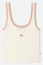 Women's Ringer Organic A-Tank in the color Off White/Silver Pink - Front Product View