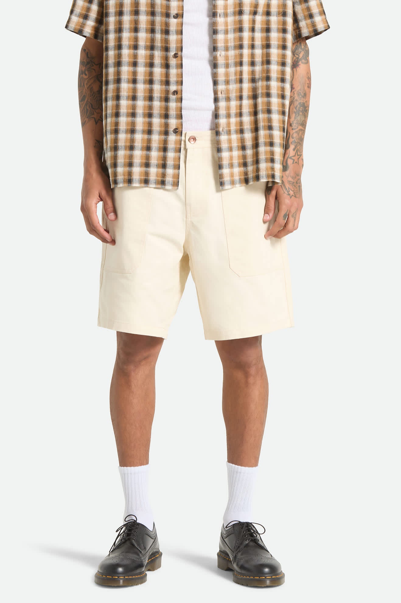 Men's Surplus Vintage Wash Herringbone Short in the color Whitecap - Men's Front View