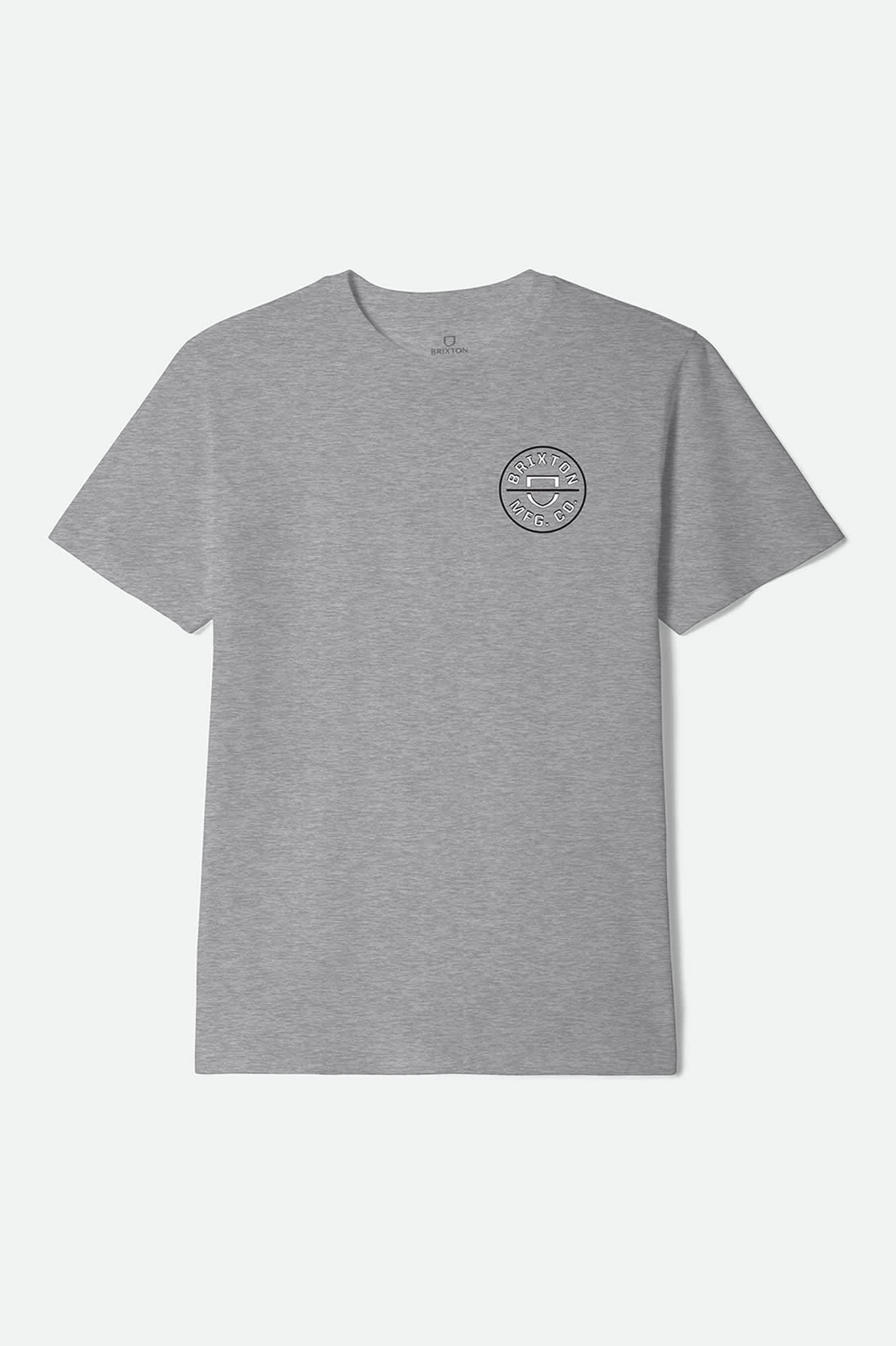Men's Crest II Short Sleeve Standard T-Shirt in the color Heather Grey/White/Black - Front Product View