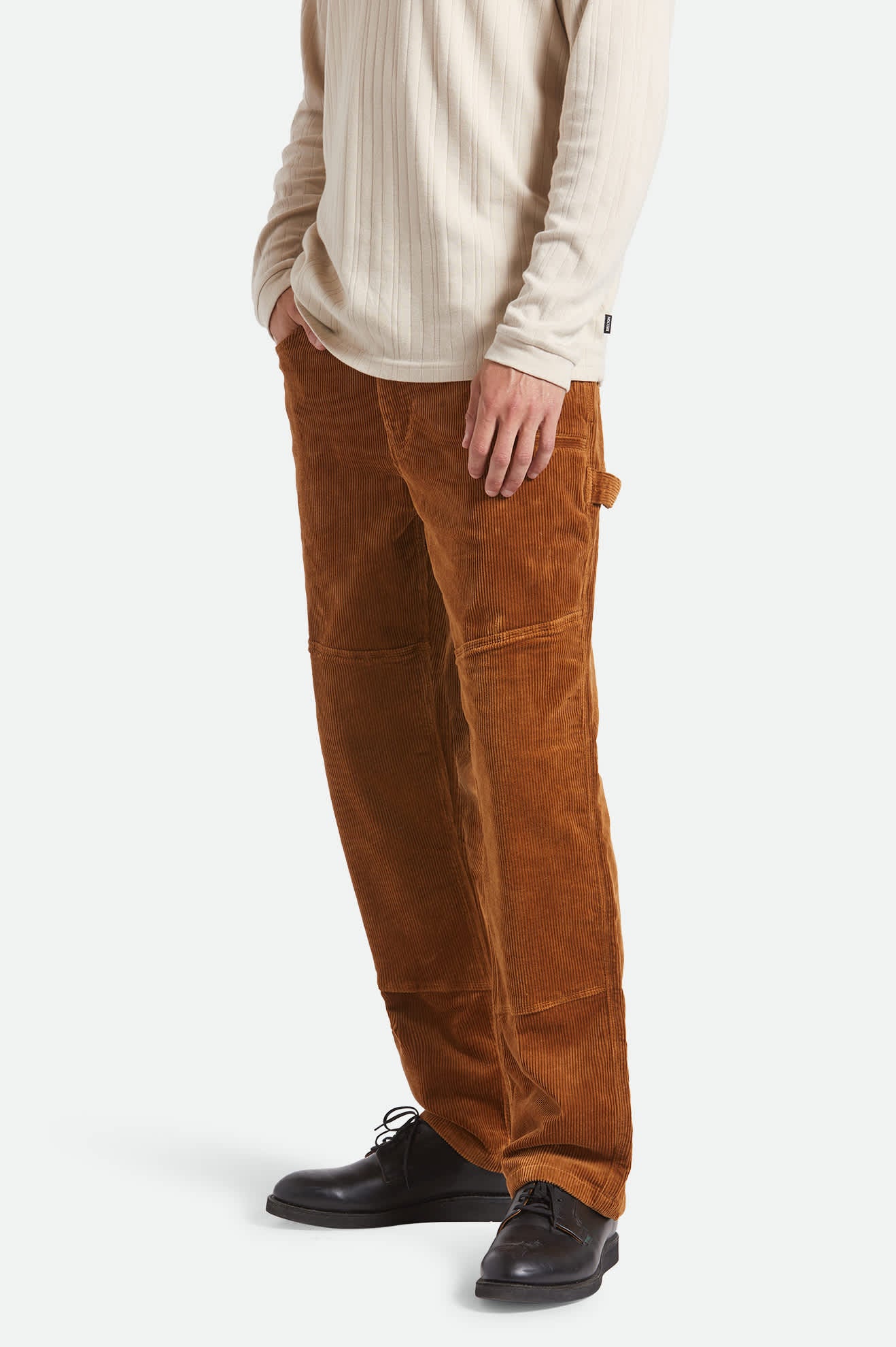 Men's Builders Carpenter Stretch Pant in the color Washed Copper Corduroy - Men's Side View