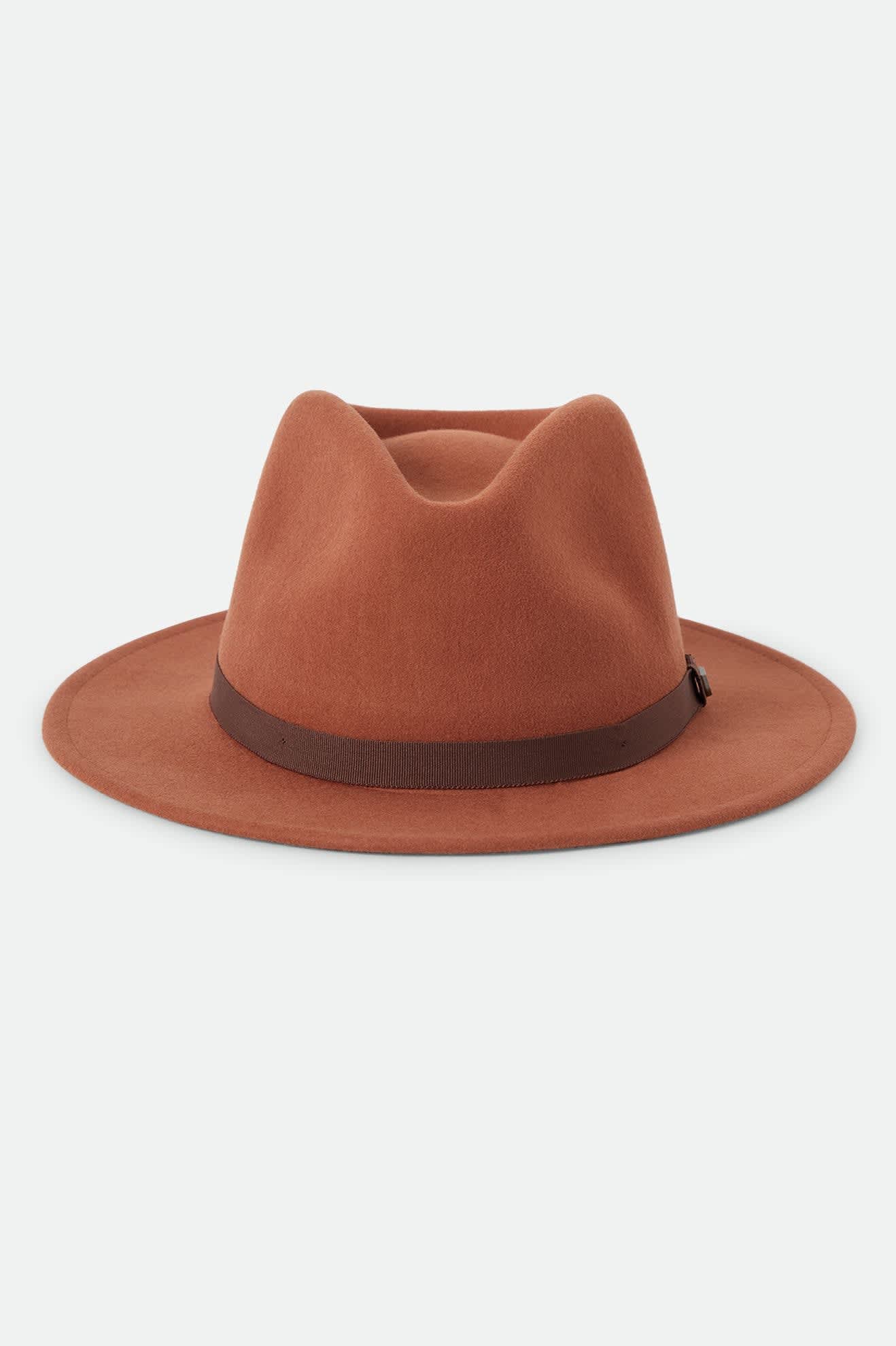 Unisex Messer Packable Fedora in the color Caramel/Walnut Brown - Additional Laydown image