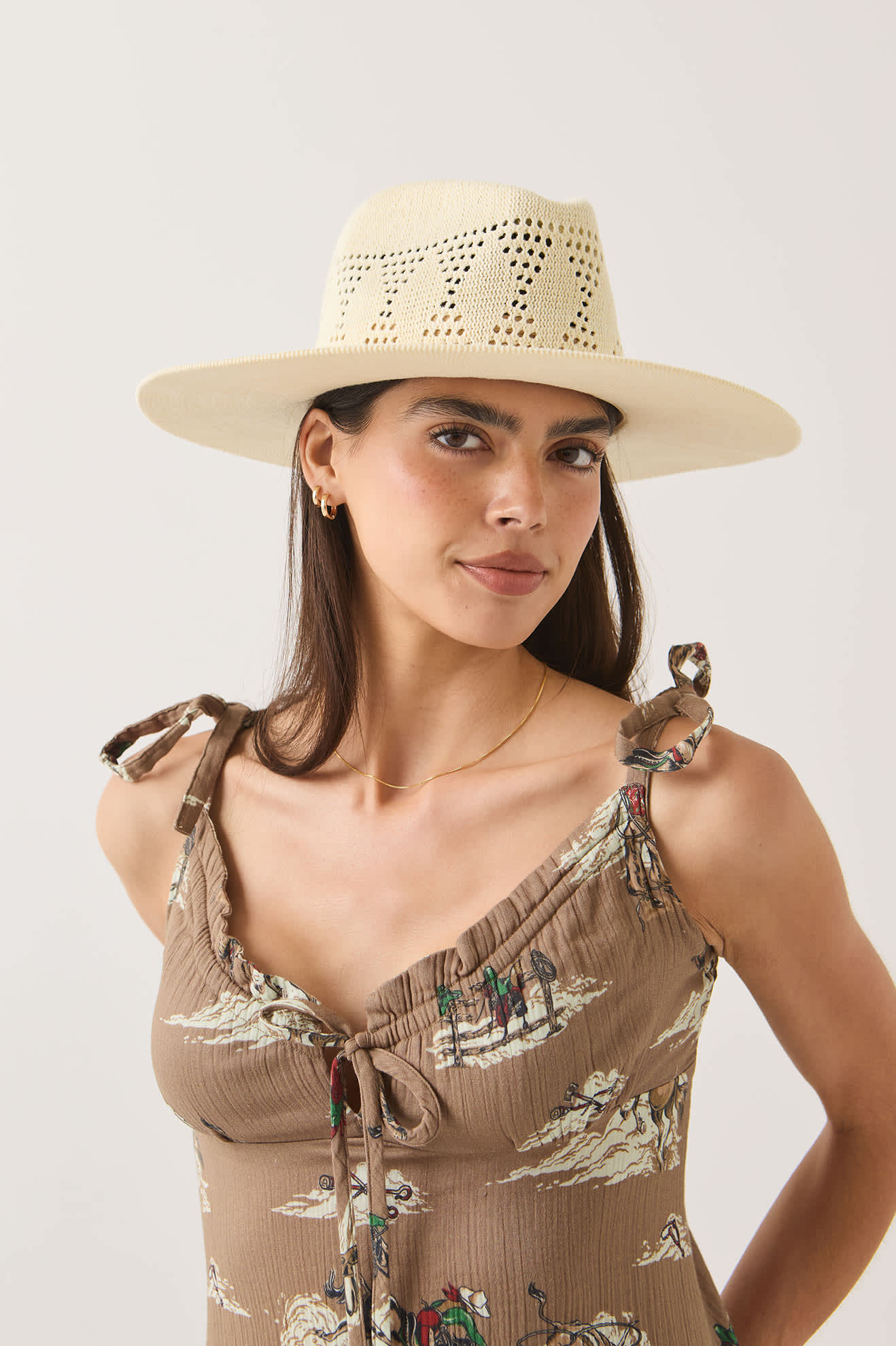 Women's Sophia Knit Packable Hat in the color Natural - Additional Fit image