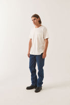 Men's Brixton Baseline Pocket T-Shirt in the color Off White Vintage Wash - Men's Side View