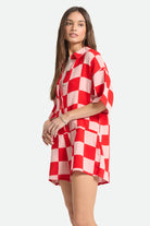 Women's The Getaway Romper in the color Silver Pink/Adrenaline Rush Checkerboard - Women's Side View