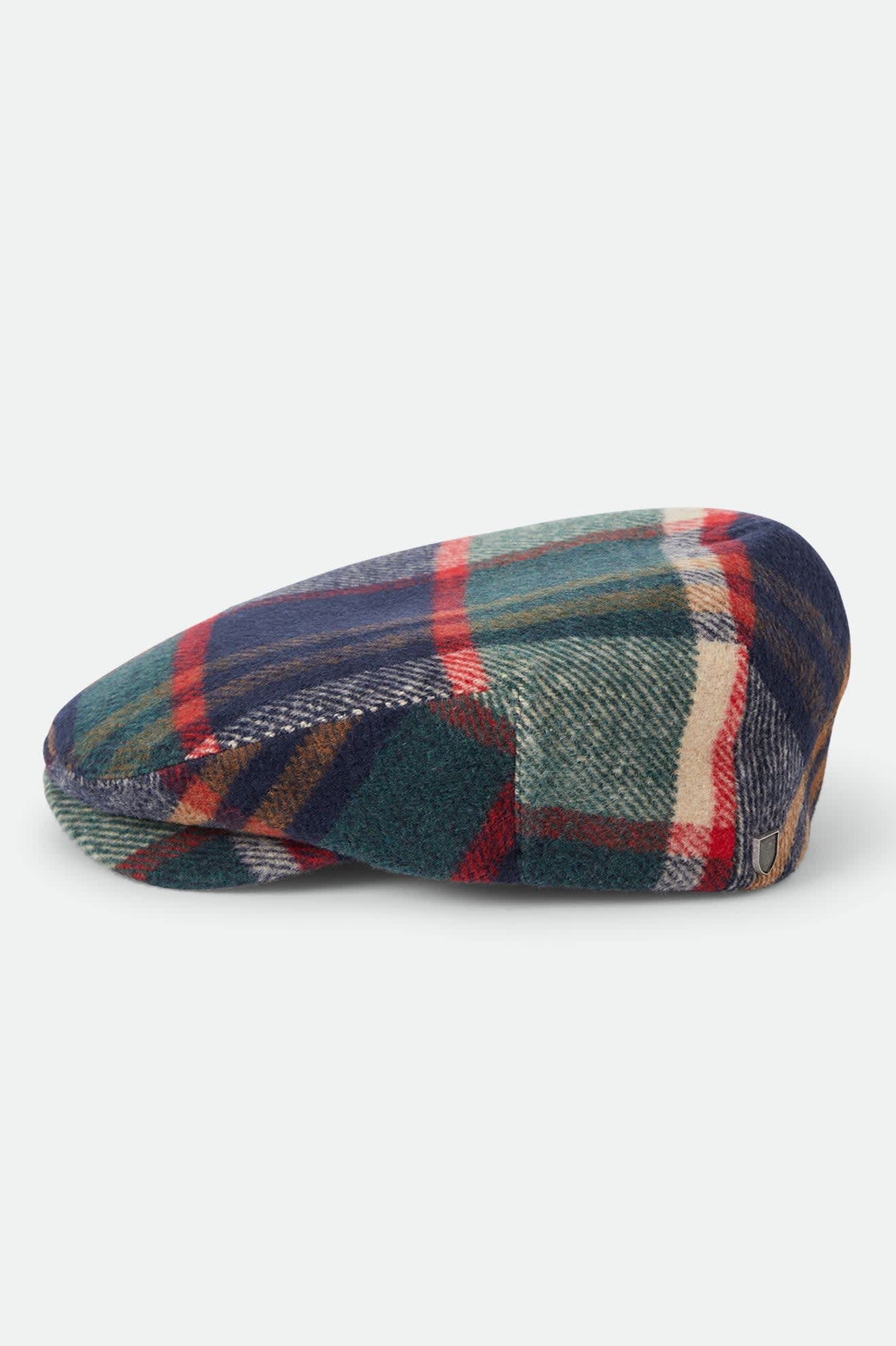 Unisex Hooligan Flat Cap in the color Navy/Green/Red/Cream - Additional Laydown image