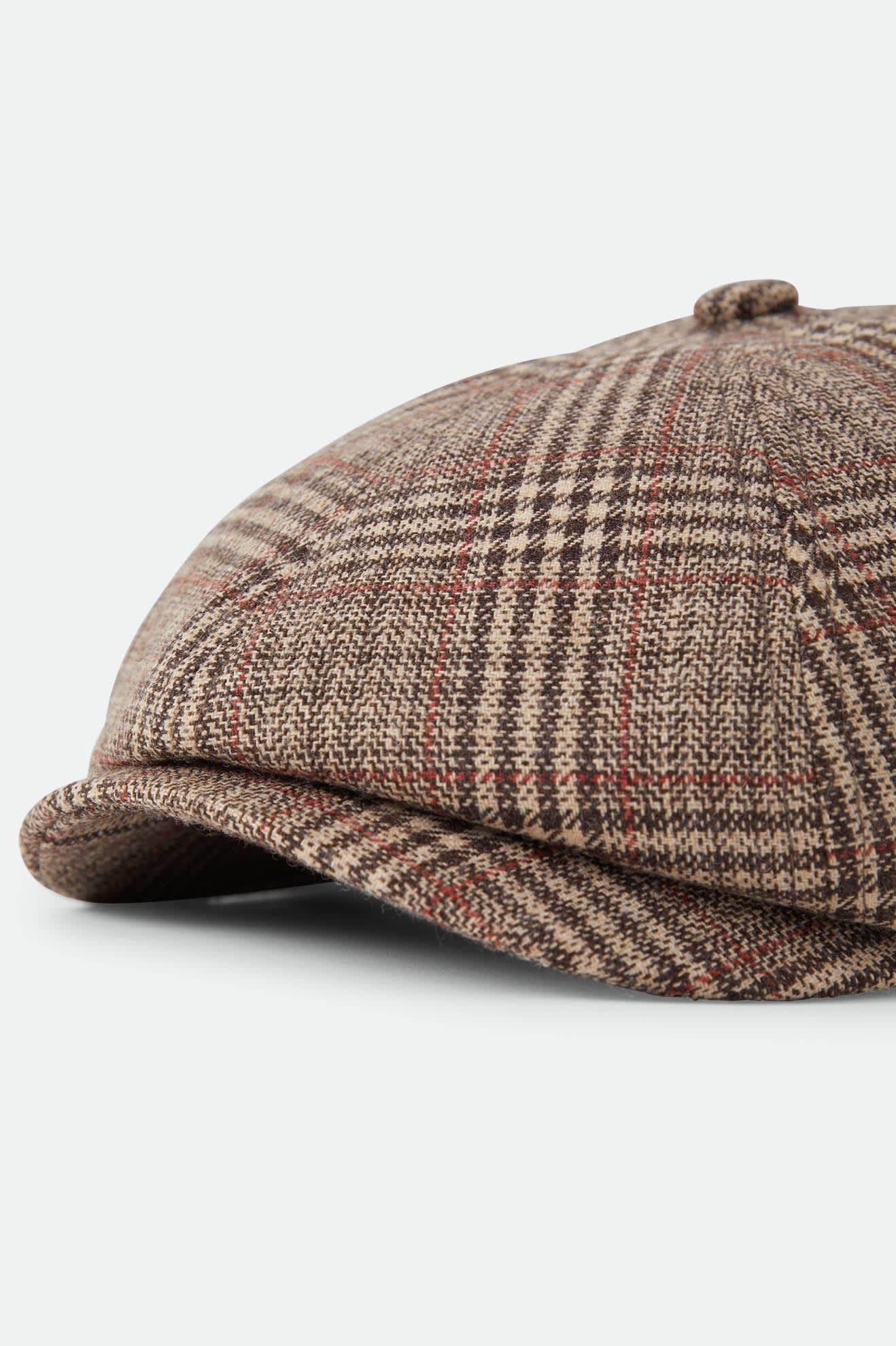 Unisex Brood Newsboy Cap in the color Brown/Tan/Red Plaid - Additional Laydown image