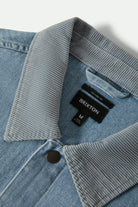 Men's Herringbone Lightweight Chore Coat in the color Light Wash Denim Herringbone - Additional Laydown image