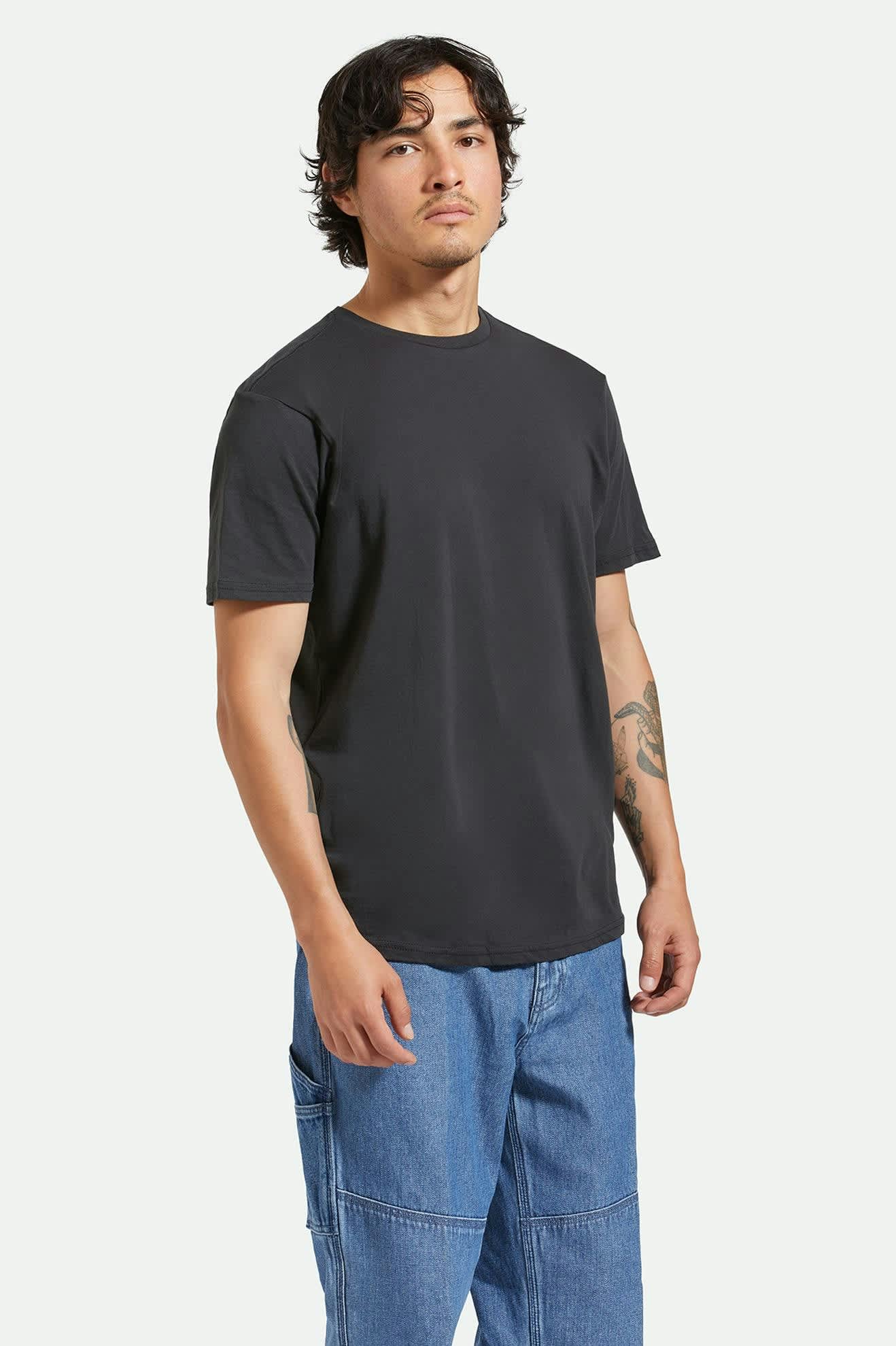 Men's Vintage Reserve Short Sleeve T-Shirt in Black Sol Wash – Brixton