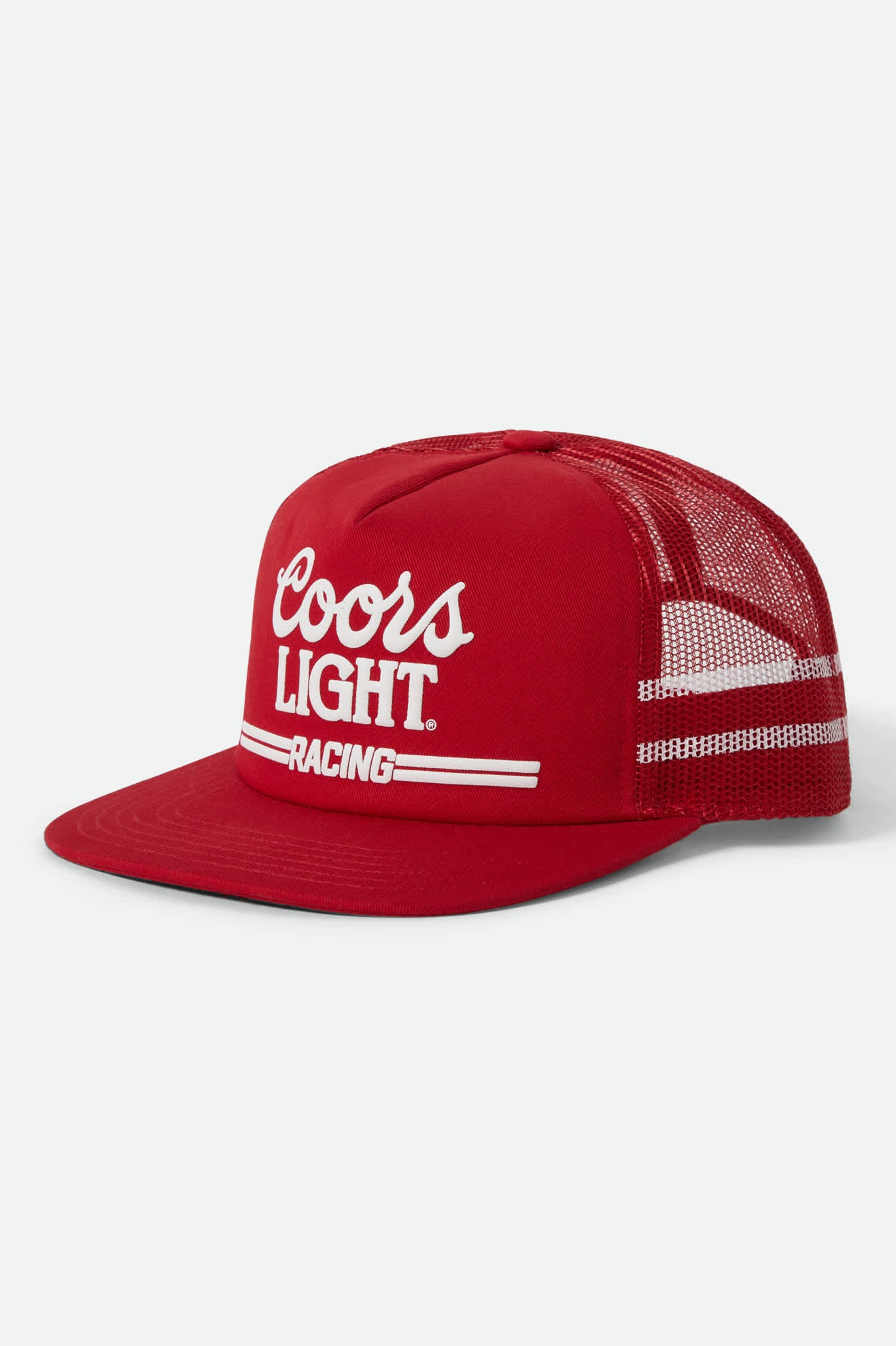 Unisex Coors Light Racing Trucker Hat in the color Coors Red/White - Front Product View