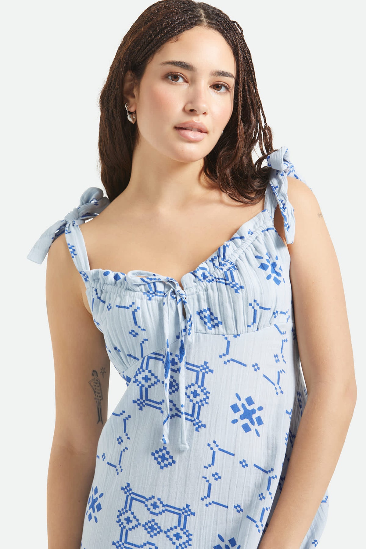 The Tie Dress - Aura Blue Tile Print The Tie Dress - Aura Blue Tile Print