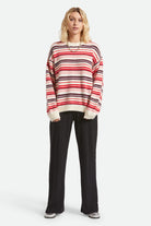 Women's Cozy Crew Sweater in the color Multi Stripe - Women's Back View