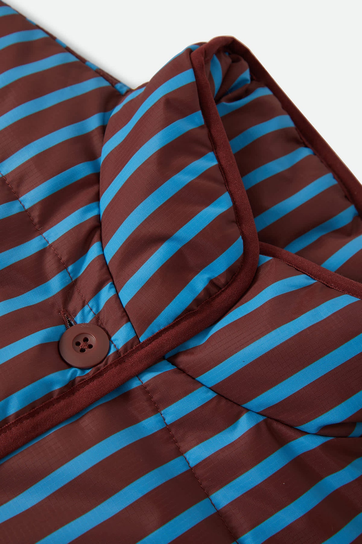 Women's Delilah Mock Neck Jacket in the color Dark Brick/Electric Indigo Stripe - Additional Laydown image