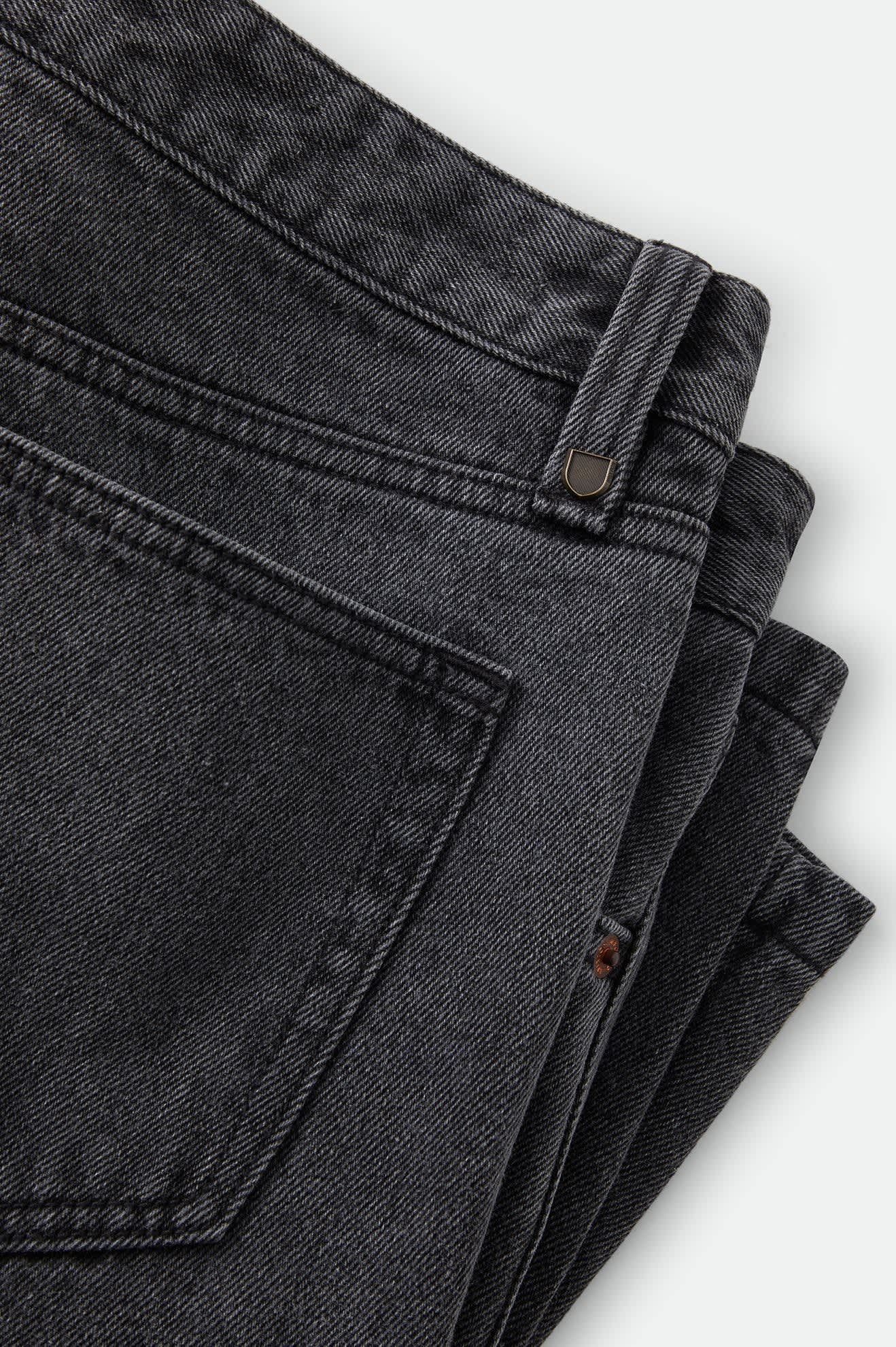 Men's Brixton Relaxed Short in the color Washed Black Denim - Additional Laydown image
